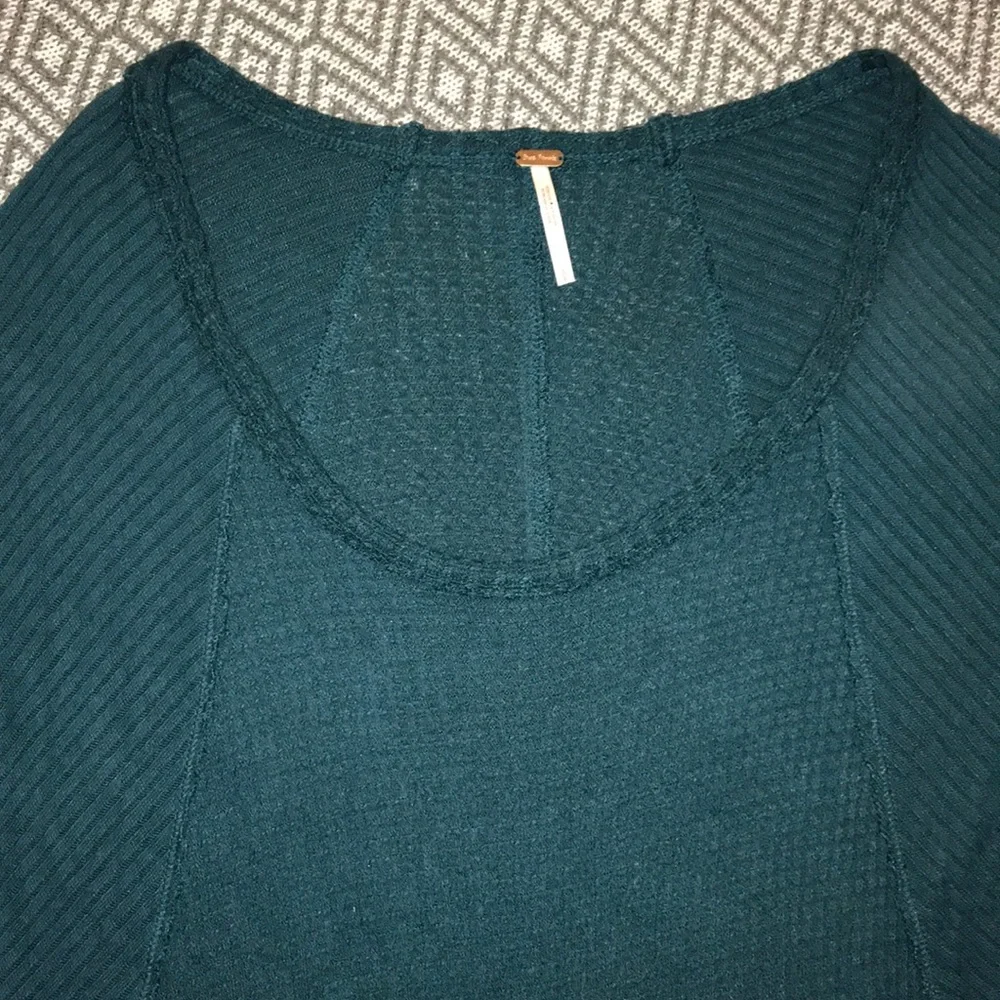 Free People Ventura Drippy Thermal Top Oversized Waffle Knit Long Sleeve Tee - Picture 7 of 8